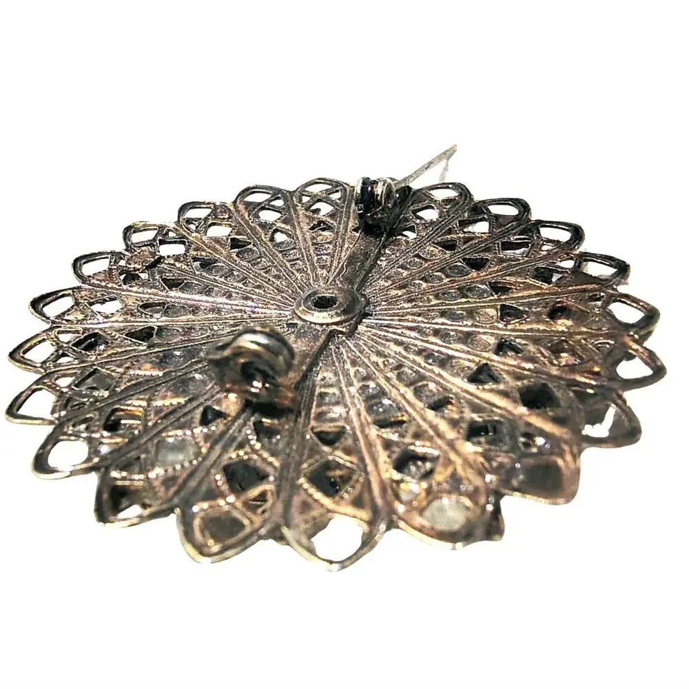 1950s Aurora Borealis Pink Opalescent Confetti Gold Tone MCM Vintage Brooch